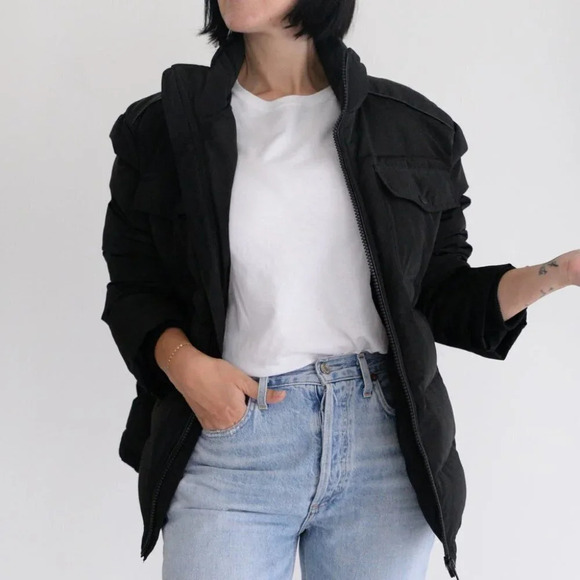 Danier Black Puffer Winter Coat Jacket Size Large - Picture 3 of 16